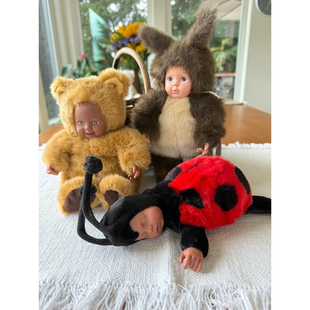 Anne Geddes.  Lot of 3.  Plush   Baby bear squirrel and lady bug